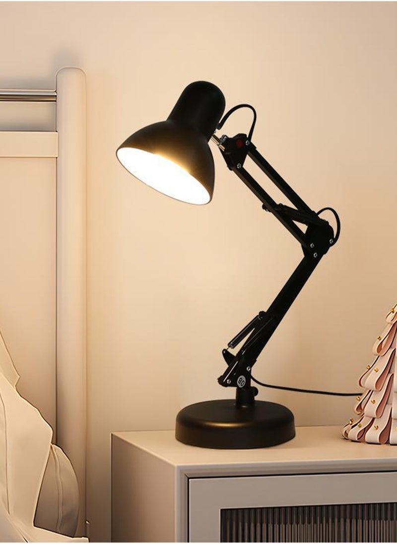 LOOPITYS Sparkling Wonderful Metal Swing Arm Desk Lamp, Multi Joint Adjustable Arm LED Table Lights with Interchangeable Base Or Clamp for Working, Gaming. Desk Lamp (Black body, 1 Bulbs),E27 base  - Image 2