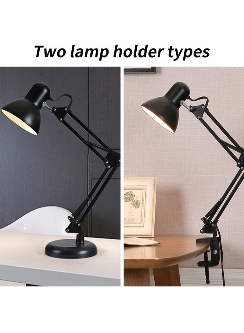 LOOPITYS Sparkling Wonderful Metal Swing Arm Desk Lamp, Multi Joint Adjustable Arm LED Table Lights with Interchangeable Base Or Clamp for Working, Gaming. Desk Lamp (Black body, 1 Bulbs),E27 base - Image 2