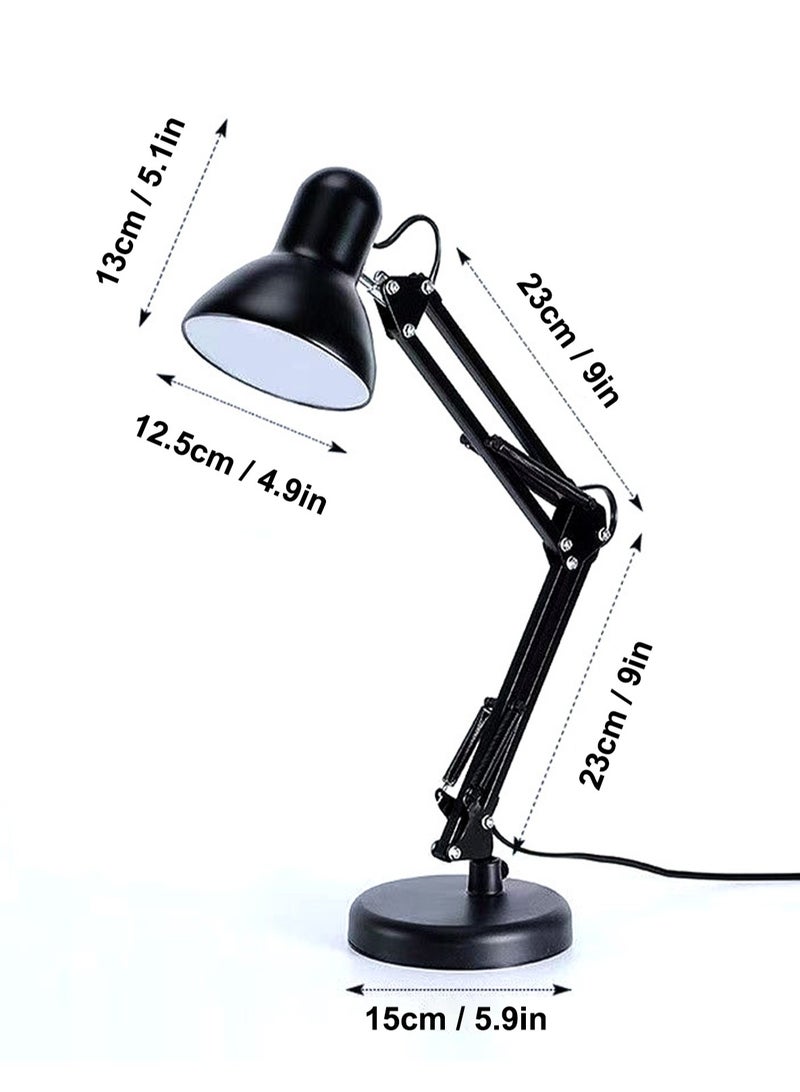 LOOPITYS Sparkling Wonderful Metal Swing Arm Desk Lamp, Multi Joint Adjustable Arm LED Table Lights with Interchangeable Base Or Clamp for Working, Gaming. Desk Lamp (Black body, 1 Bulbs),E27 base - Image 5