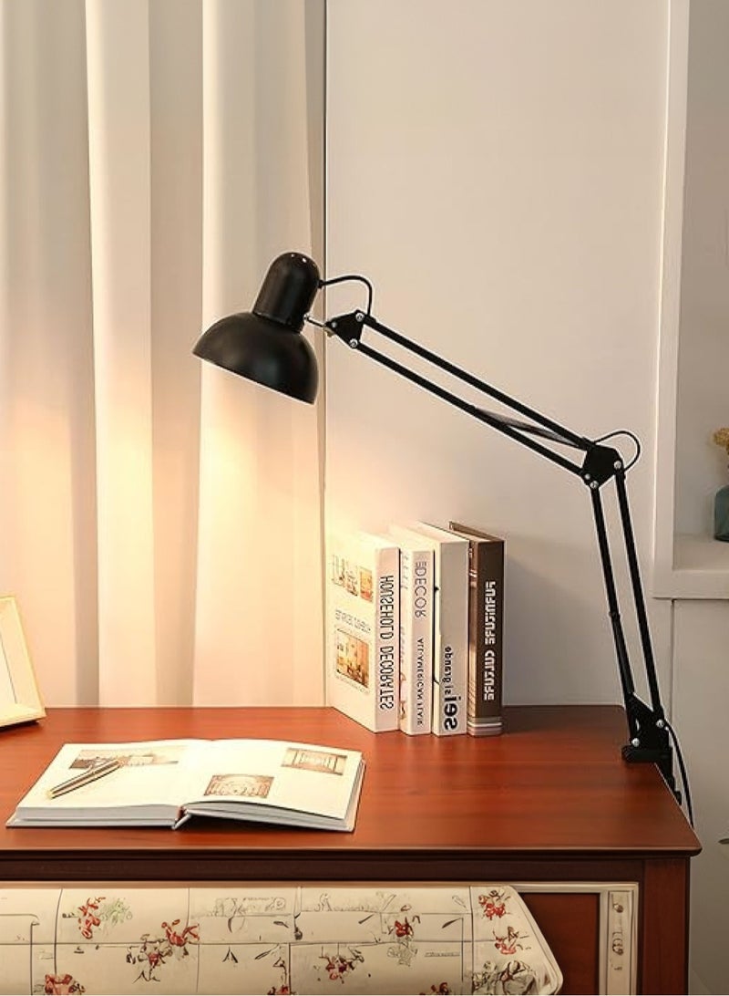 LOOPITYS Sparkling Wonderful Metal Swing Arm Desk Lamp, Multi Joint Adjustable Arm LED Table Lights with Interchangeable Base Or Clamp for Working, Gaming. Desk Lamp (Black body, 1 Bulbs),E27 base - Image 3