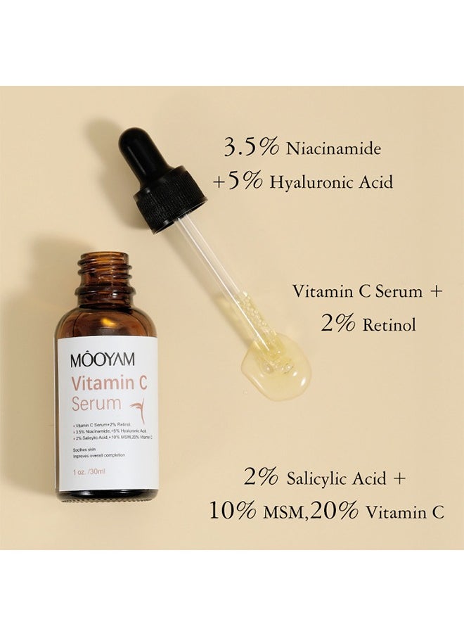 MOOYAM - Vitamin C Serum - Brightening Skin Corrector for Face with Vitamin C and Hyaluronic Acid Boost Skin Collagen Hydrate and Plump Skin Anti Aging and Wrinkle Facial Serum 30ml - Image 1