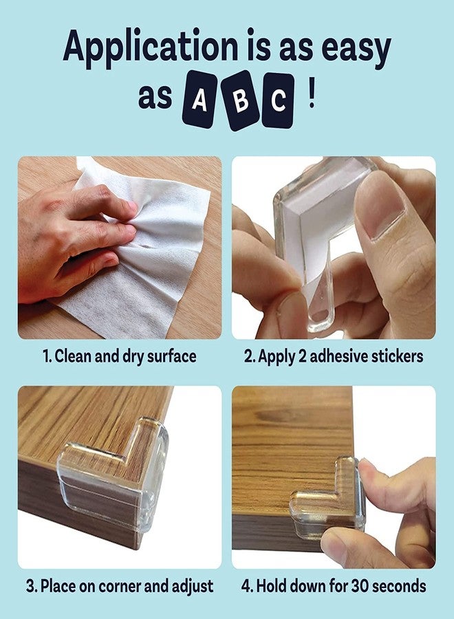 DRANZ Pack of 4 Silicone Corner Protectors for Baby Proofing, Transparent Edge & Corner Guards for Sharp Edges, Table, Bed & Furniture, Child Safety Cushion with Strong Adhesive Easy Install No Tools! - Image 2