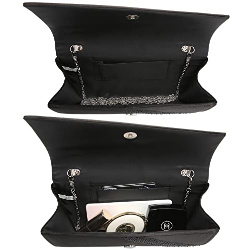 Dasein Women Rhinestone Evening Clutch Bags Formal Party Clutches Wedding Purses Cocktail Prom Clutches (Black) - Image 4