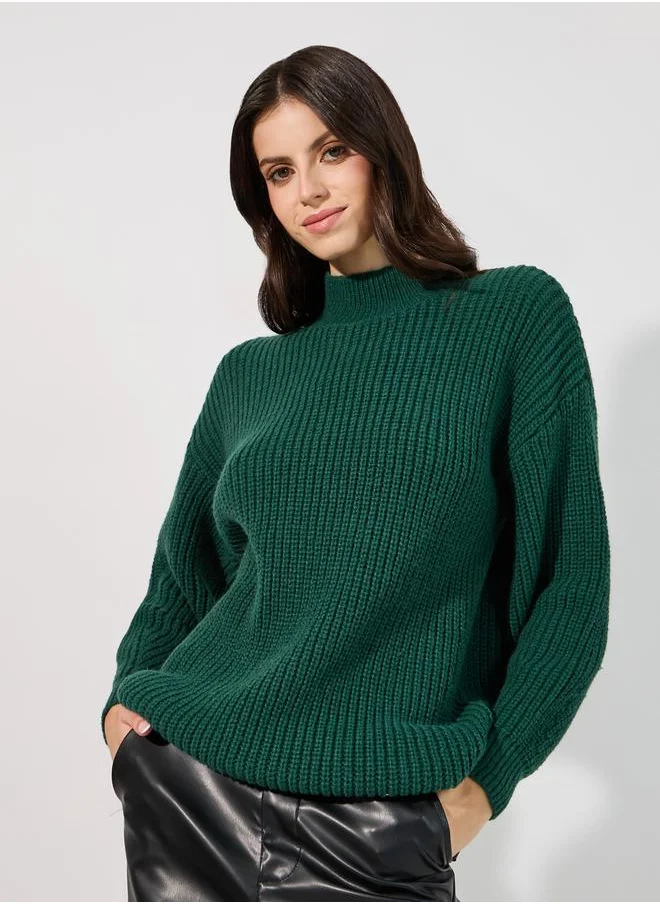 Styli Regular Fit Longline Chunky Knit Sweater