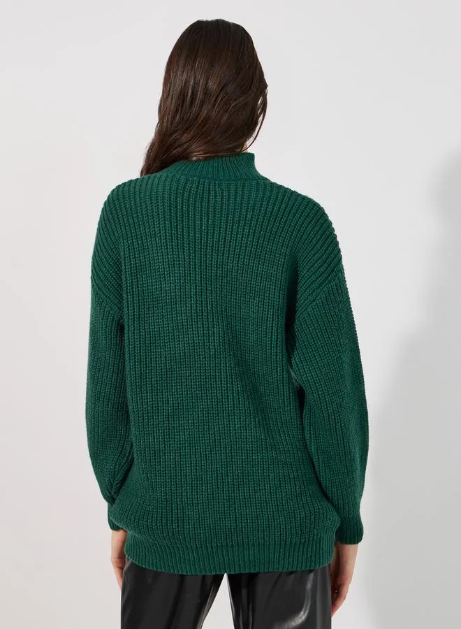 ستايلي سويتر شانكي بقصة عادية وياقة عالية