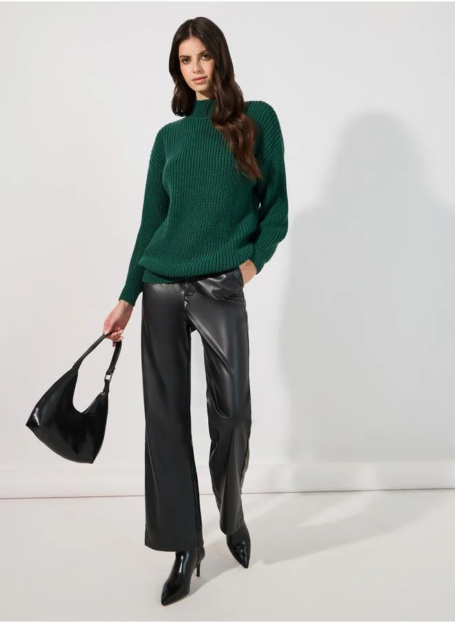 Styli Regular Fit Longline Chunky Knit Sweater