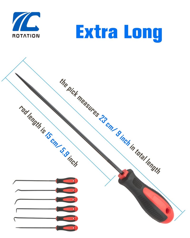 ROTATION Extra Long Precision Hook and Pick Set, 6-Piece Set, Chrome Vanadium Steel Shaft, for Remove Hoses and Gaskets, Auto and Electronics Maintenance Tools - Image 4