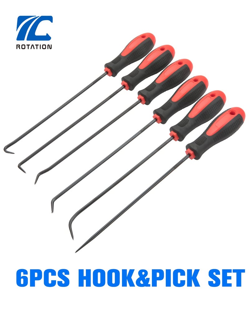 ROTATION Extra Long Precision Hook and Pick Set, 6-Piece Set, Chrome Vanadium Steel Shaft, for Remove Hoses and Gaskets, Auto and Electronics Maintenance Tools - Image 2