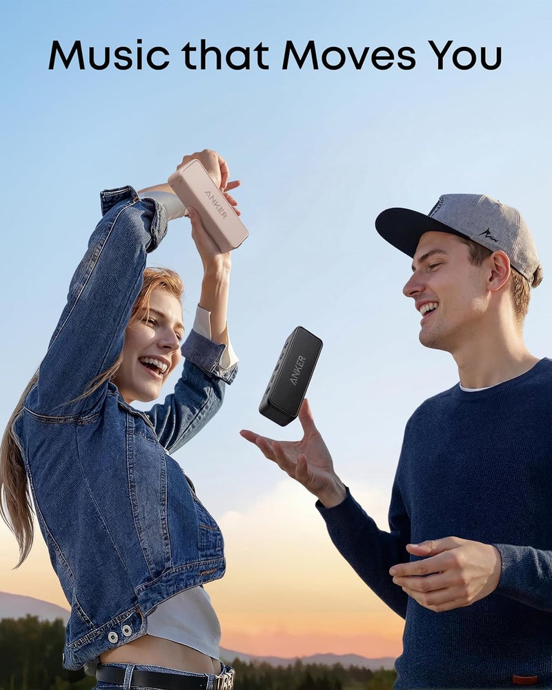 أنكر مكبر صوت بلوتوث محمول Anker Soundcore 2 مع صوت ستيريو 12 واط، BassUp، مقاوم للماء IPX7، وقت تشغيل 24 ساعة، إقران ستيريو لاسلكي، مكبر صوت للمنزل، الهواء الطلق، السفر - Image 4