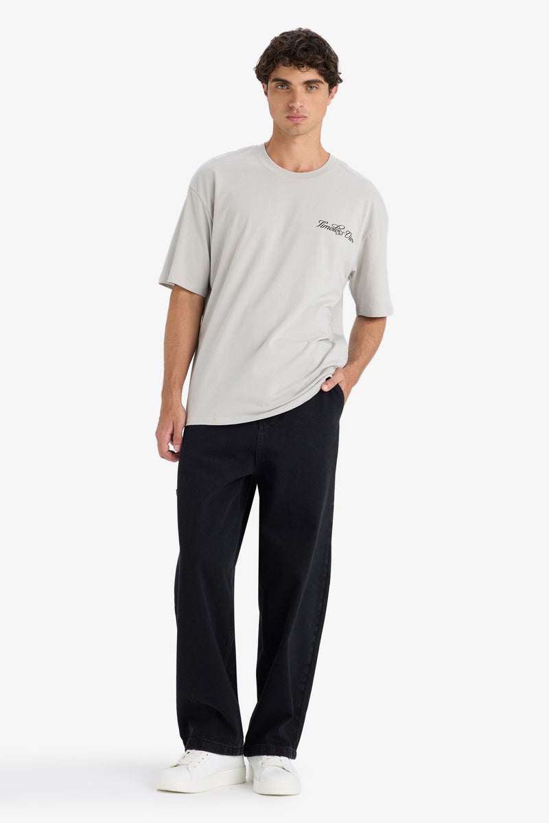 DeFacto Grey Man Boxy Fit Crew Neck Printed Short Sleeve T-Shirt Casual - Image 2