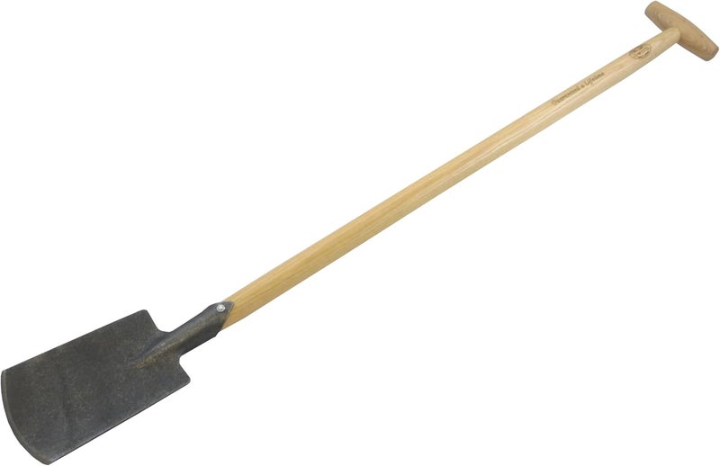 DeWit Perennial Spade – Long Handle | Compact Garden Digging Tool | T-Handle | Tempered Boron Steel Blade | Ash Wood | 38” Length - Image 1