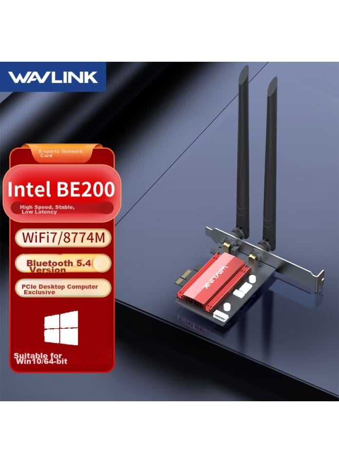 WAVLINK محول الشبكة اللاسلكية ويفلينك Wn685be3-b Be200، واي فاي 7 جيجابت، جهاز استقبال وإرسال واي فاي عالي السرعة للألعاب، بطاقة شبكة PCI-e مدمجة، بلوتوث 5.4 - Image 1