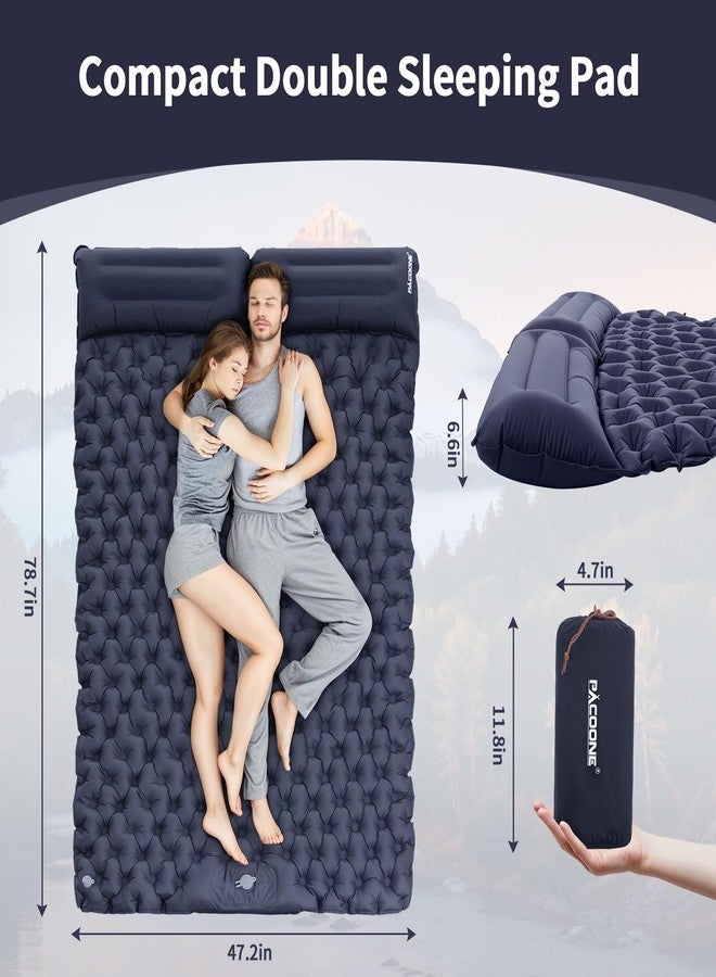 PACOONE Camping Double Sleeping Pad,Ultralight Self Inflating Sleeping Mat for 2 Person with Pillow Built-in Foot Pump,Portable Camping Air Mat for Backpacking, Hiking, Traveling, Tent - Image 5