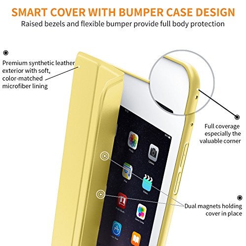 DTTO for iPad Mini 5th Generation Case and iPad Mini 4 Case, Ultra Slim Lightweight Trifold Smart Shell with Soft TPU Back Cover, Auto Sleep/Wake, Canary Yellow - Image 3