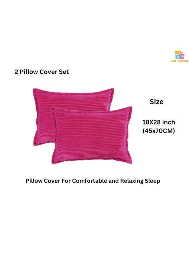 RD TREND 190 GSM Warm Flannel Elastic Fitted Striped bedsheets for Winter King Size(78X72X8 Inch) with 2 Pillow Cover Size 18x28 Inches Color-Magenta,Striped - Image 4