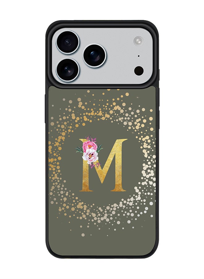 Stylizedd iPhone 17 Pro Max Case, [Compatible with MagSafe] Slim Magnetic cover Phone Case iPhone 17 Pro Max -Custom Monogram Floral - M  (Olive Green ) - Image 1