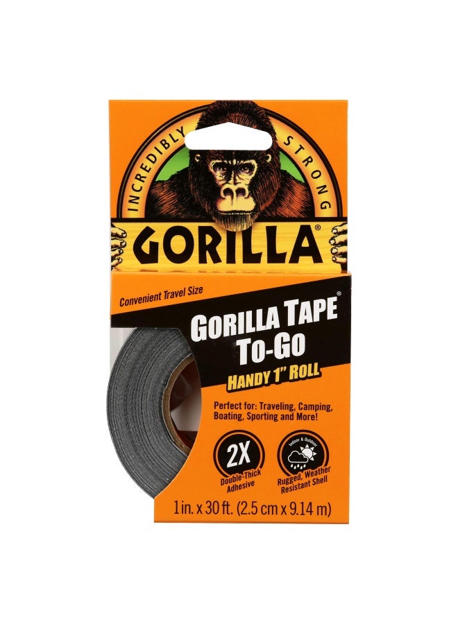 Gorilla Tape To-Go Handy 1" Roll, 1" x 30 ft Travel Size, Black, (Pack of 1) - Image 1