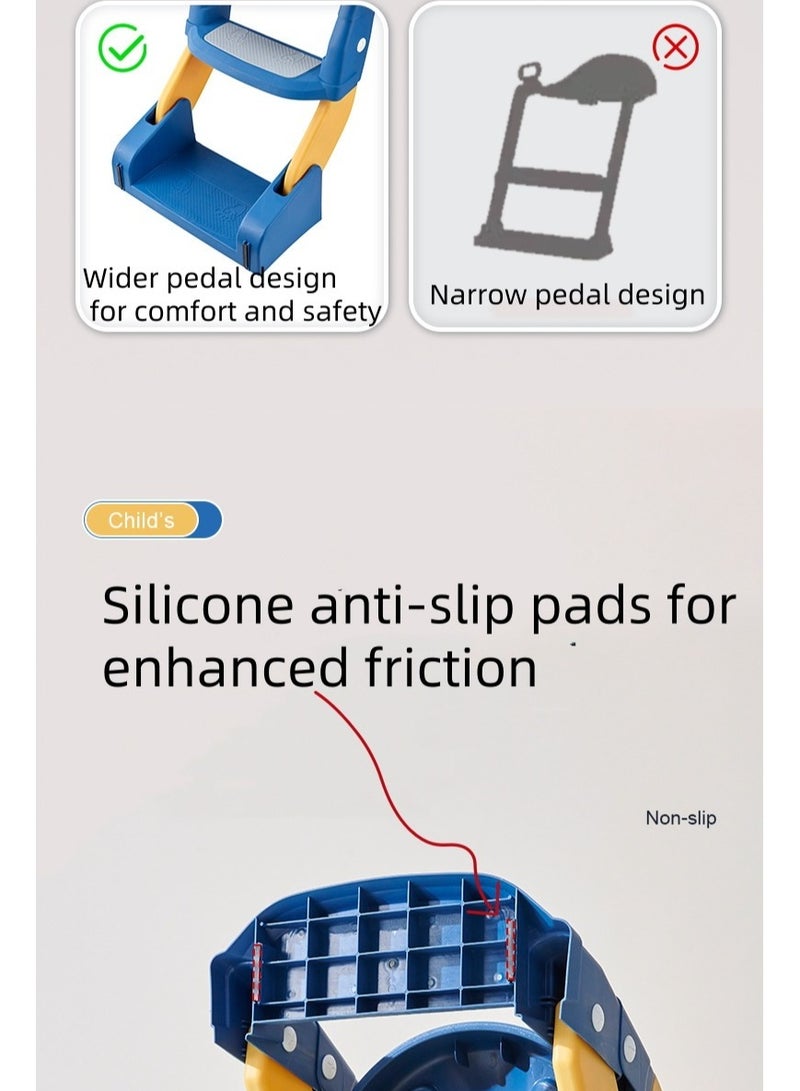 Baby Toilet Potty Training Seats, Kids Potty Seats& Chair with Ladder for Western Toilets - 3-in-1 Adjustable Height Folding Step Stool with Anti-Slip Pads, Splash Guard & Urinal for Toddlers Boys Girls 2-5 Years - Image 4