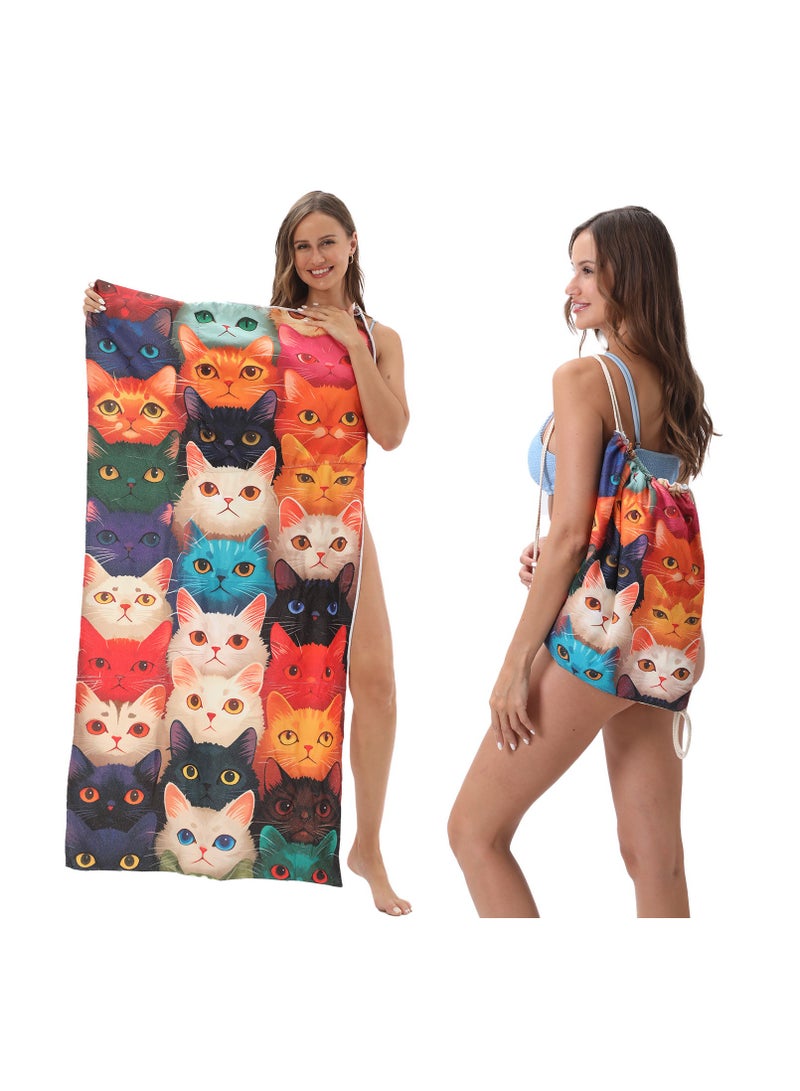 general Creative 2-in-1 Beach Towel, Foldable Printed Beach Towel with Storage Bag Function - Image 4