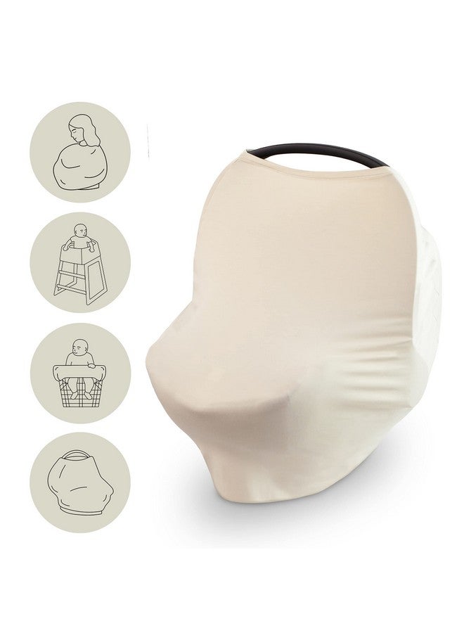mushie Baby Car Seat Canopy Cover | Breathable & Stretchy Multi Use Cover for Breastfeeding, Nursing, High Chair, Shopping Cart, Strollers (Fog) - Image 1