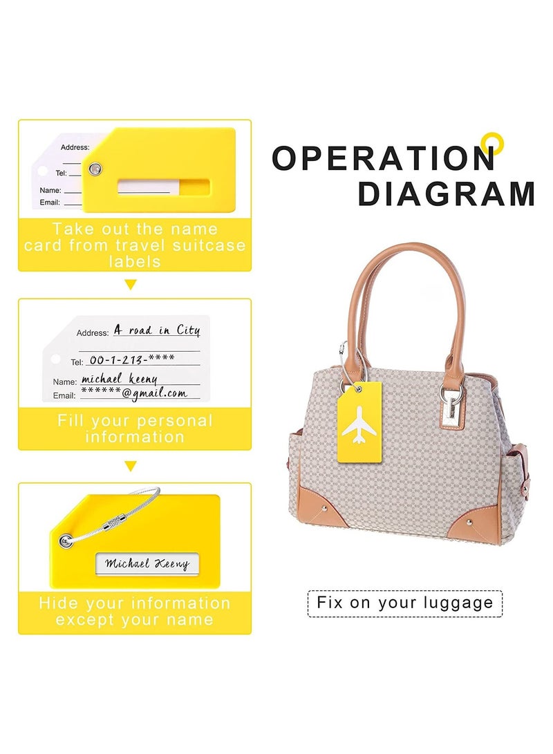 SYOSI Silicone Luggage Tag, With Name ID Card Quickly Spot Luggage Suitcase, Anti-lost Tag, ELECDON Personality Tag 5 Pack Luggage Tags Bag Tag Stainless Steel Loop Yellow  - Image 4