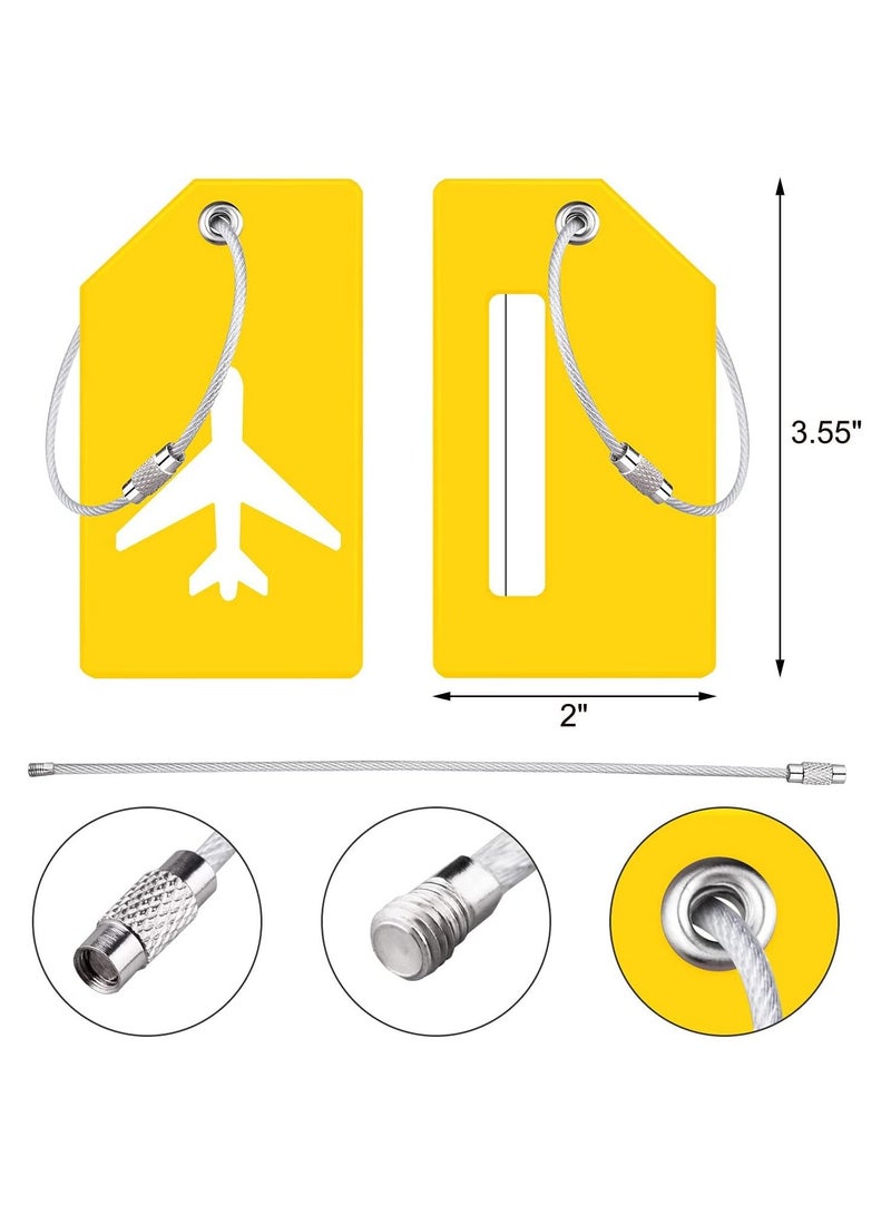SYOSI Silicone Luggage Tag, With Name ID Card Quickly Spot Luggage Suitcase, Anti-lost Tag, ELECDON Personality Tag 5 Pack Luggage Tags Bag Tag Stainless Steel Loop Yellow  - Image 3