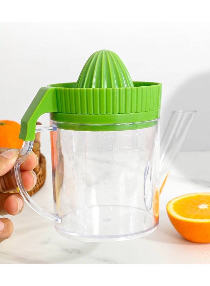 MOMENT Citrus Lemon Orange Juicer, Fat Separator, Manual Hand Squeezer With Built-In Measuring Cup And Strainer, 500Ml/16Oz (GREEN) - Image 1