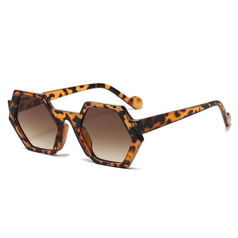 Generic New Fashion Polygonal Sunglasses Unisex Leopard-framed double teas 