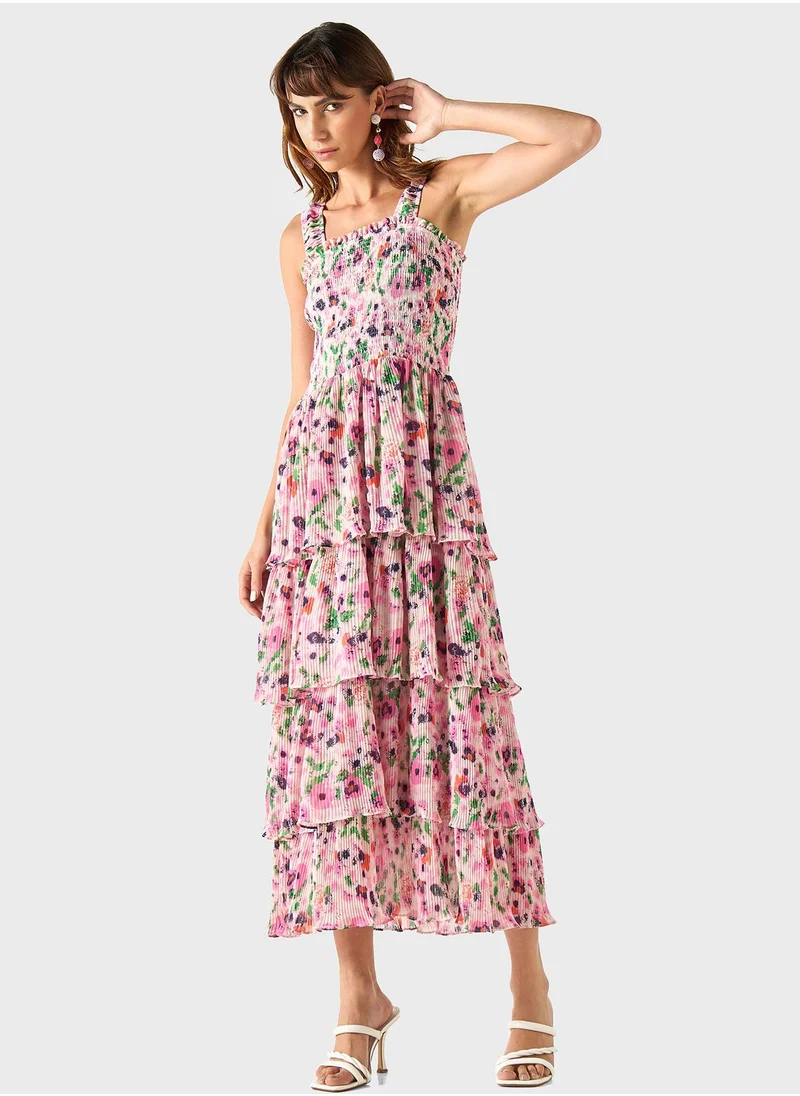 2Xtremz Ruffle Floral Ruched Dress