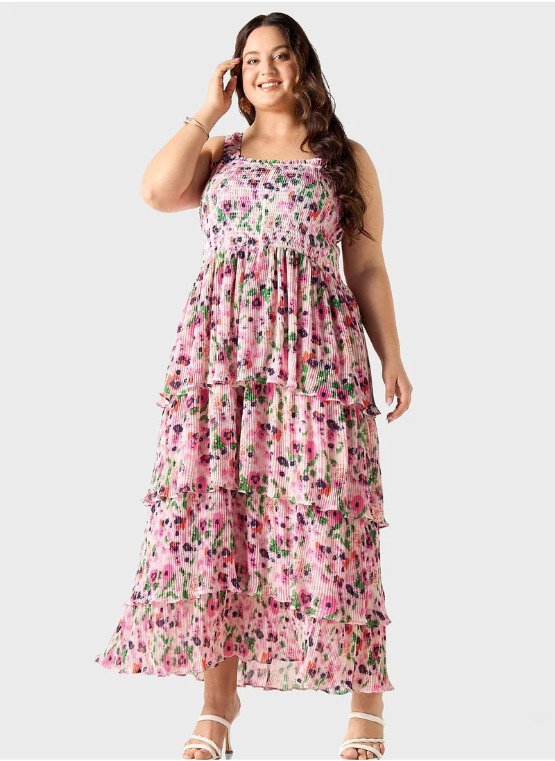 2Xtremz Ruffle Floral Ruched Dress