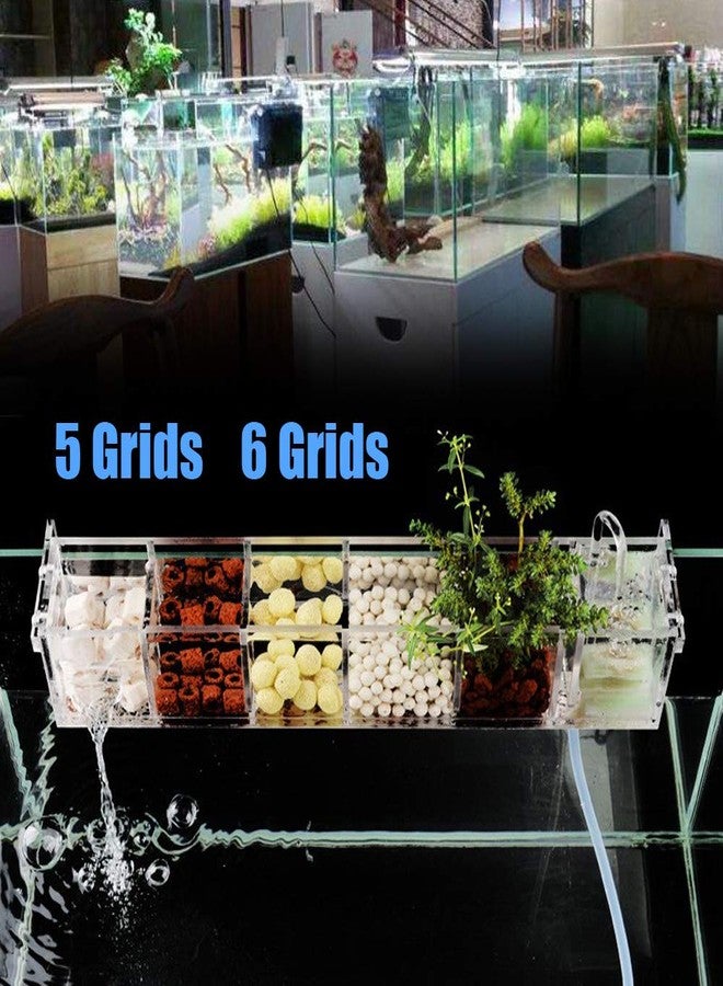 WUPYI Aquarium Filter Box Fish Tank External Filter Box Hang on Filter Box Acrylic External Hanging Water Purifier,5 Grids,Transparent - Image 3