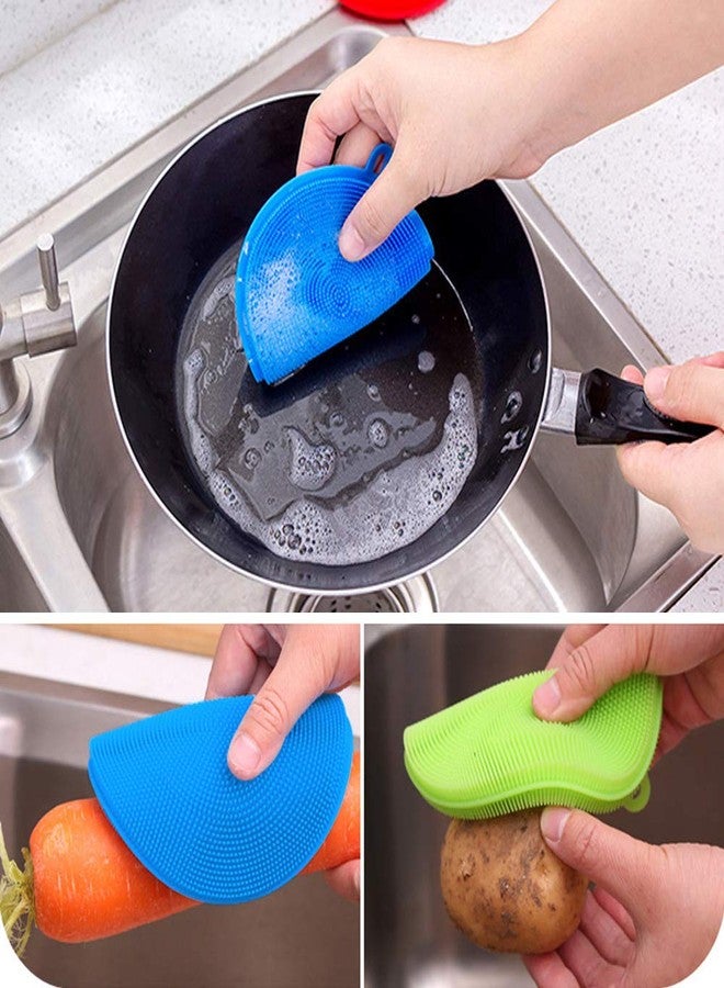 Roucerlin 3 Pack Microwave Potato Bag Kit with Silicone Vegetable Scrubber Brush, Reusable Baked Potato Pouch and Multipurpose Silicone Dish Sponge (Red) - Image 5