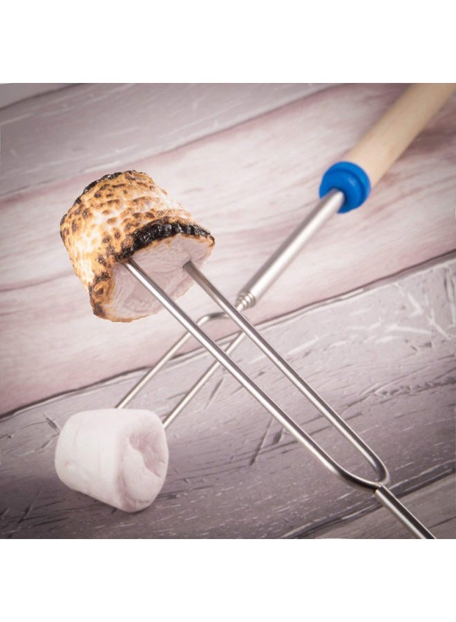 Ajmyonsp Marshmallow Roasting Sticks Smores Stick for Fire Pit - Hot Dog Campfire Skewers Mashmellow Camping 32 Inch Long Extendable Forks 5 Pack - Image 2