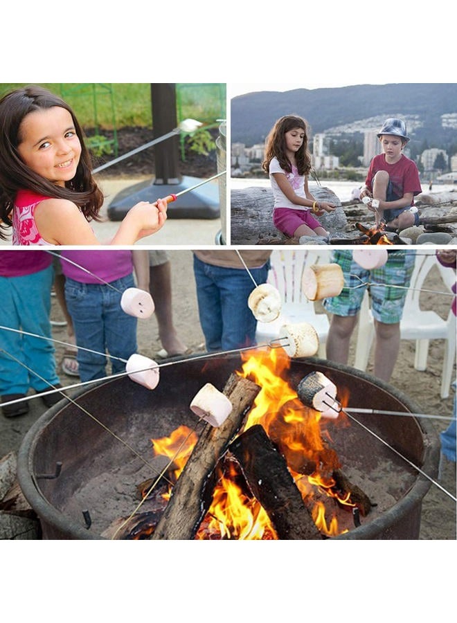 Ajmyonsp Marshmallow Roasting Sticks Smores Stick for Fire Pit - Hot Dog Campfire Skewers Mashmellow Camping 32 Inch Long Extendable Forks 5 Pack - Image 3
