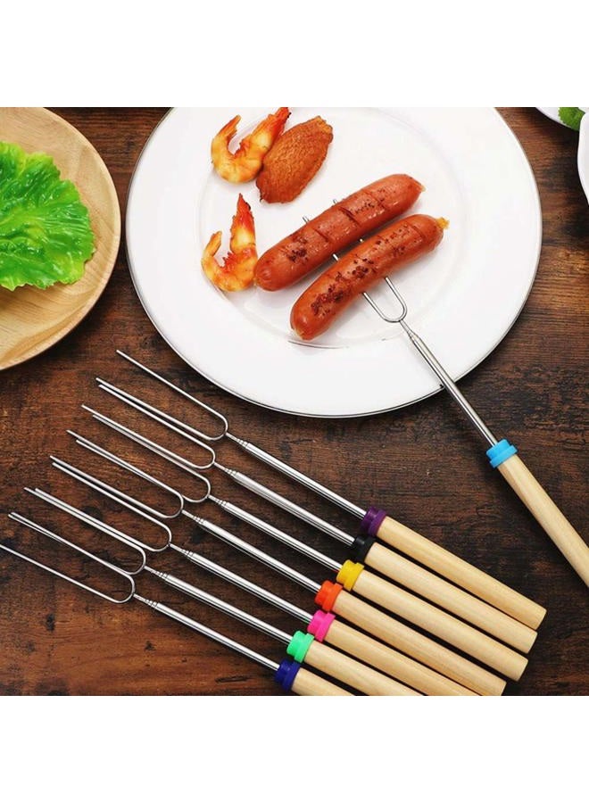 Ajmyonsp Marshmallow Roasting Sticks Smores Stick for Fire Pit - Hot Dog Campfire Skewers Mashmellow Camping 32 Inch Long Extendable Forks 5 Pack - Image 4