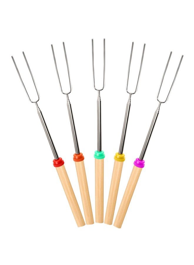 Ajmyonsp Marshmallow Roasting Sticks Smores Stick for Fire Pit - Hot Dog Campfire Skewers Mashmellow Camping 32 Inch Long Extendable Forks 5 Pack - Image 1