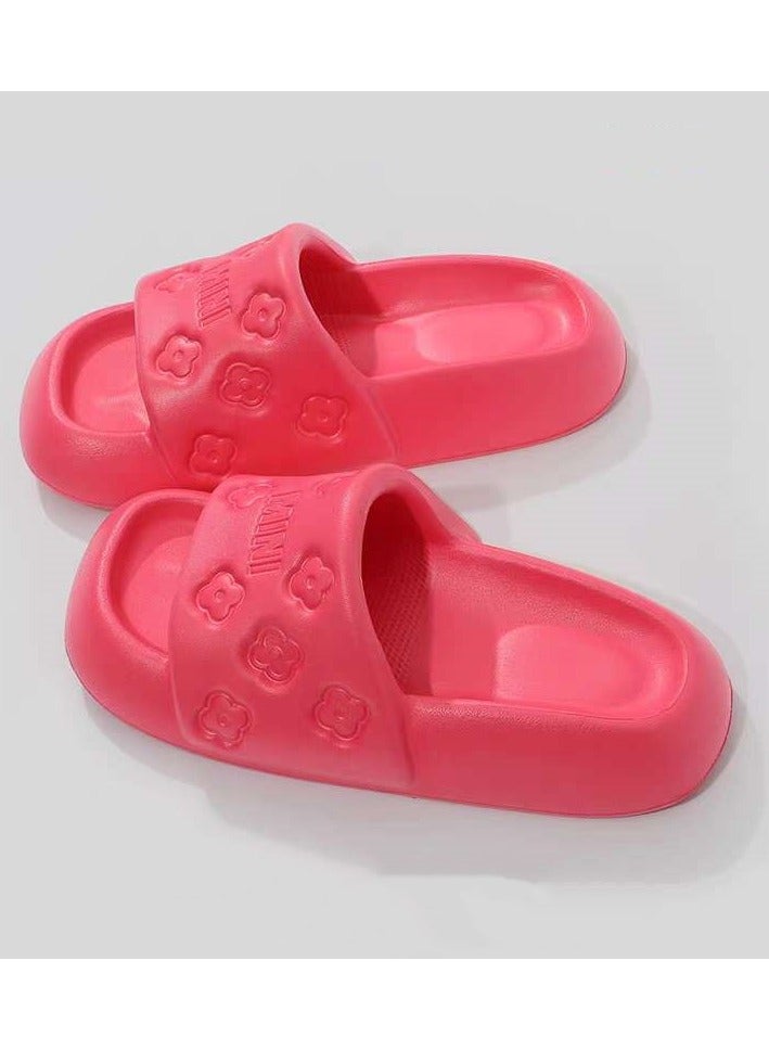 Mini Simple printed slippers for outer wear thick-soled non-slip anti-odor slippers indoor and outdoor bathroom slippers (pink) - Image 1