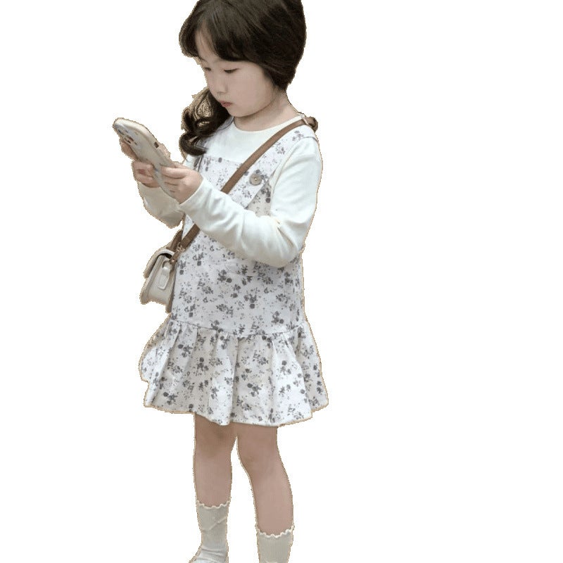Children'S Suit 2025 Spring New Korean Style Floral Suspender Skirt Two-Piece Set For Baby Girls, Fashionable And Cute Tops - Image 5