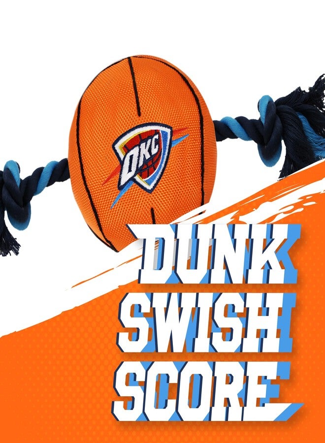 Pets First NBA Oklahoma City Thunder Basketball Toy. - Tough Nylon Pet Toy with Tug Ropes & Inner Squeaker, one Size - Image 5