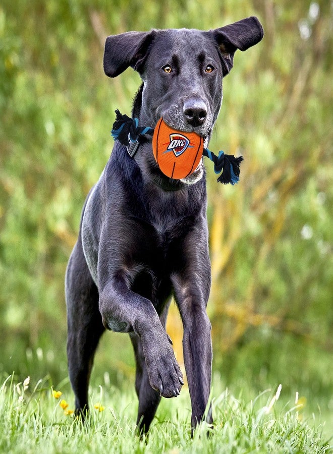 Pets First NBA Oklahoma City Thunder Basketball Toy. - Tough Nylon Pet Toy with Tug Ropes & Inner Squeaker, one Size - Image 2