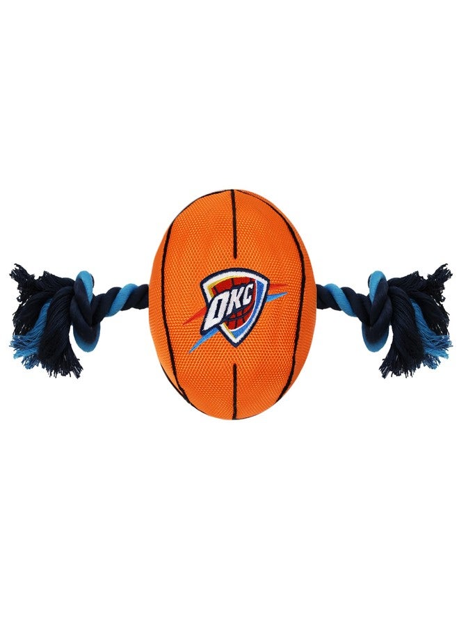 Pets First NBA Oklahoma City Thunder Basketball Toy. - Tough Nylon Pet Toy with Tug Ropes & Inner Squeaker, one Size - Image 1