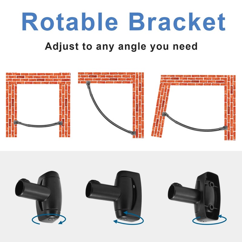 Bluejw Wall Mounted Adjustable Corner Shower Curtain Rod - Curved Matte Black Bathroom Tension Rod with Shower Curtain Rings Included - Image 4