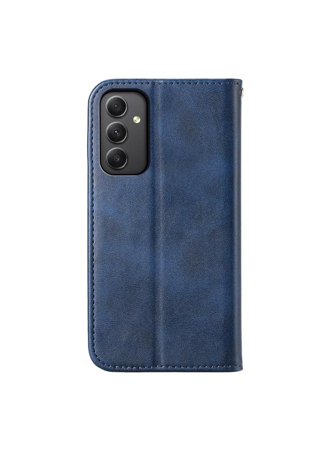 اس-توب جراب لهاتف Samsung Galaxy A35 مصنوع من الجلد المغناطيسي بتصميم شبكي مكعب من جلد العجل - Image 4