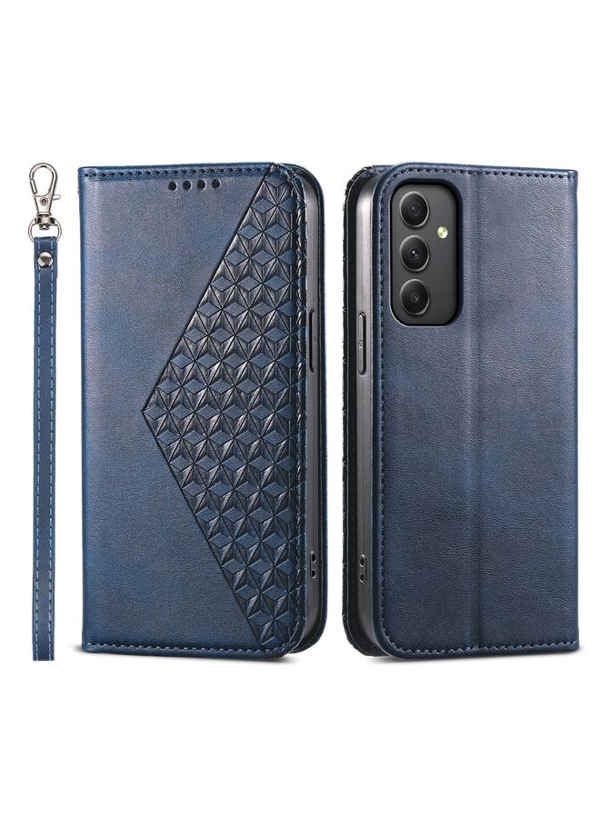 اس-توب جراب لهاتف Samsung Galaxy A35 مصنوع من الجلد المغناطيسي بتصميم شبكي مكعب من جلد العجل - Image 2