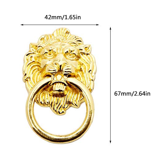 Mgoodoo 5PCS Drawer Lion Head Ring Pull, 1.65x2.64'' Antique Cabinet Handle Gold Vintage Door Knob for Nightstand Dresser Cupboard Closet Furniture Kitchen Bathroom Bedroom Wardrobe - Image 5