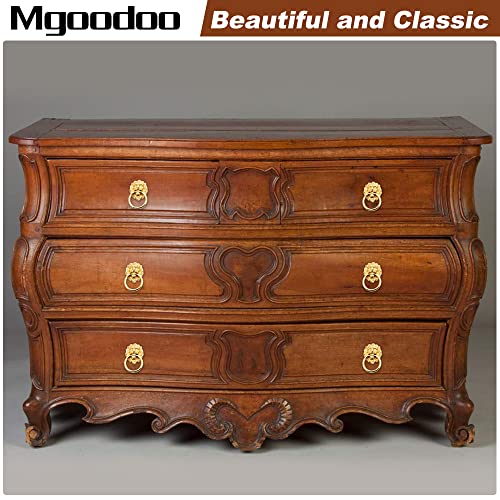 Mgoodoo 5PCS Drawer Lion Head Ring Pull, 1.65x2.64'' Antique Cabinet Handle Gold Vintage Door Knob for Nightstand Dresser Cupboard Closet Furniture Kitchen Bathroom Bedroom Wardrobe - Image 4
