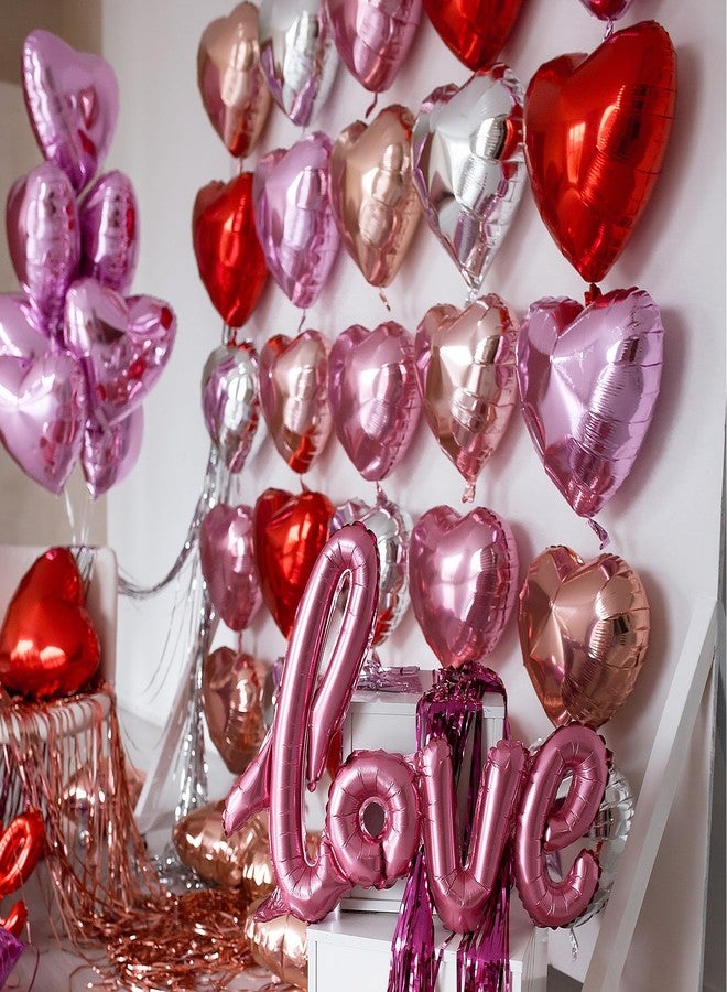 Oarkive 15pcs Valentines Balloons Heart Shaped Balloons Valentines Day Heart Balloons Heart Foil Balloons Metallic Mylar Heart Balloons for Wedding Birthday Heart Party Decor Heart Baby Shower Decorations - Image 4