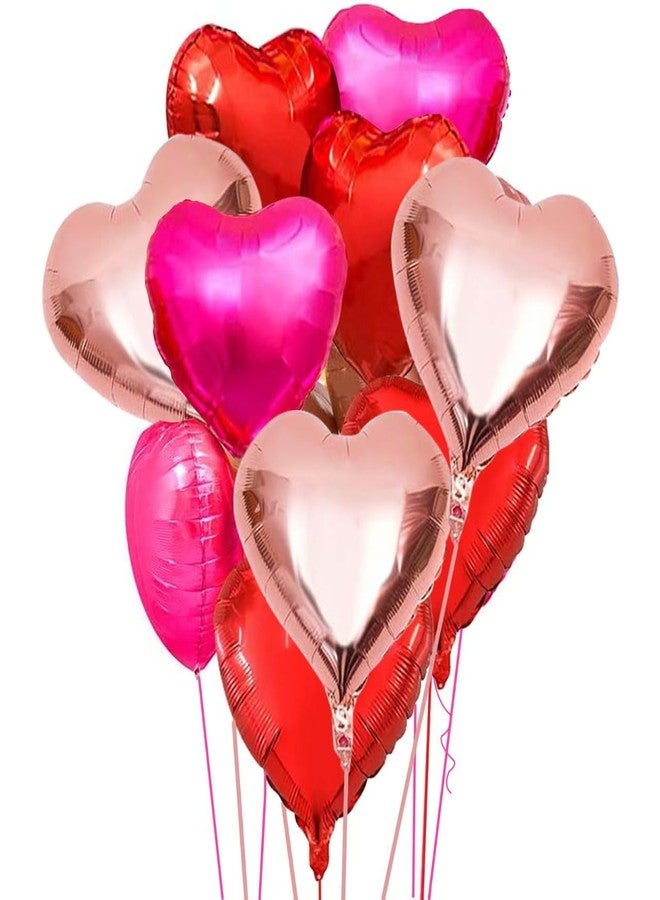 Oarkive 15pcs Valentines Balloons Heart Shaped Balloons Valentines Day Heart Balloons Heart Foil Balloons Metallic Mylar Heart Balloons for Wedding Birthday Heart Party Decor Heart Baby Shower Decorations - Image 1