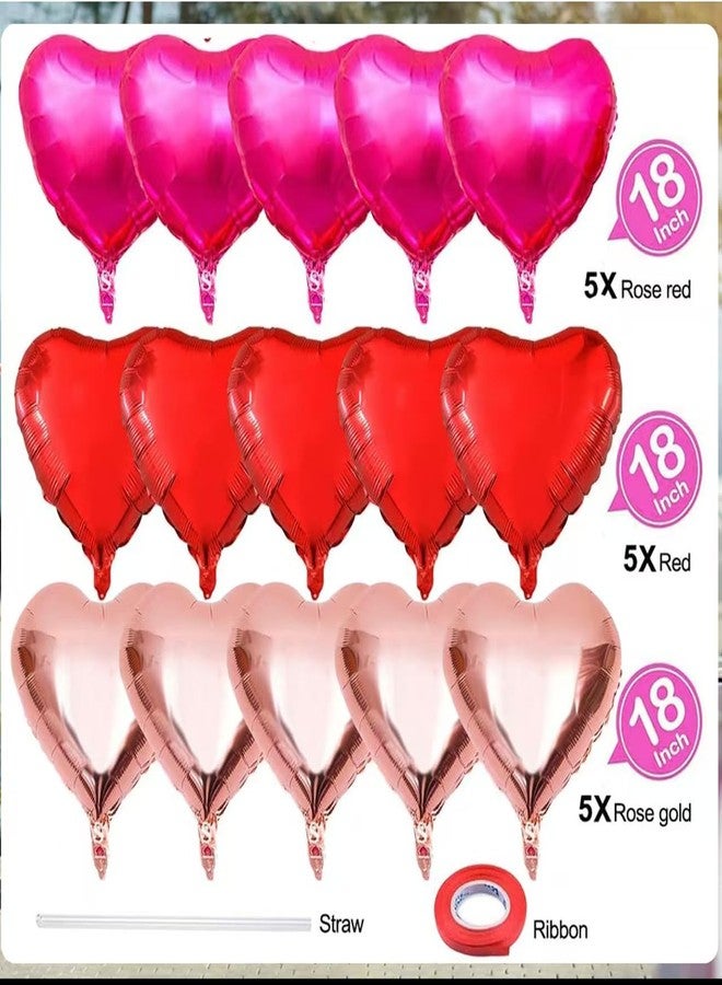 Oarkive 15pcs Valentines Balloons Heart Shaped Balloons Valentines Day Heart Balloons Heart Foil Balloons Metallic Mylar Heart Balloons for Wedding Birthday Heart Party Decor Heart Baby Shower Decorations - Image 2
