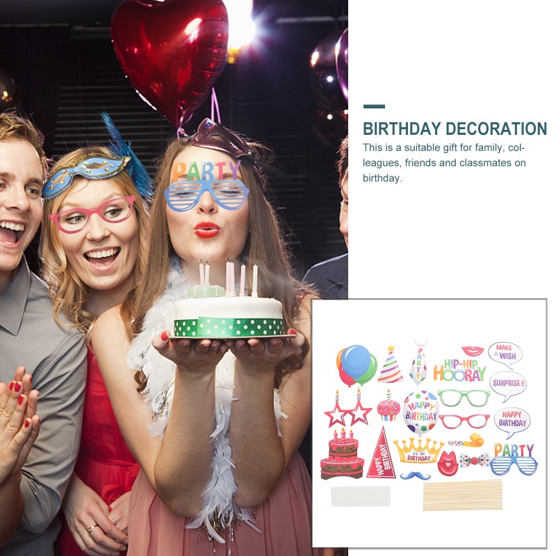 2 Sets Birthday Photo Booth Props Funny Selfie Photo Prop Party Supplies - Image 3